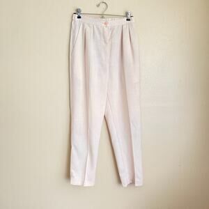 Vintage Privé New York Trousers Size 8 Pastel Pink Woven High Rise Pleated Light
